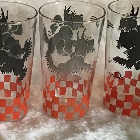 Hazel Atlas Black Scottie Dog Tumblers / Glasses - Picture 6 of 6